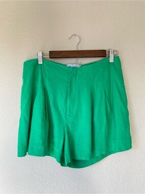 Antonio Melani Kelly Green Linen Blend Pleated High Rise Shorts Womens 10